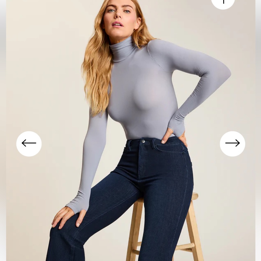 Commando Light Gray Long-Sleeve Ballet Mock Neck Bodysuit